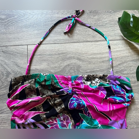 Vintage Lycra by DuPont tropical Shimmery metallic floral print swimsuit Size s - Picture 3 of 10